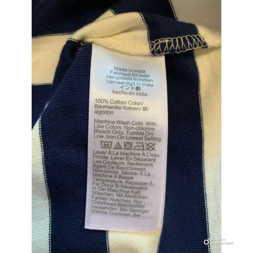J Crew Factory Navy Short Sleeve Striped Button Shoulder Tee Size Small NWT - Picture 9 of 13